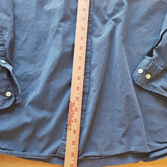 NAUTICA Button‎ Down Shirt Pocket Blue W/slim White Stripes, Mens  XXL, Preppy - Picture 6 of 7